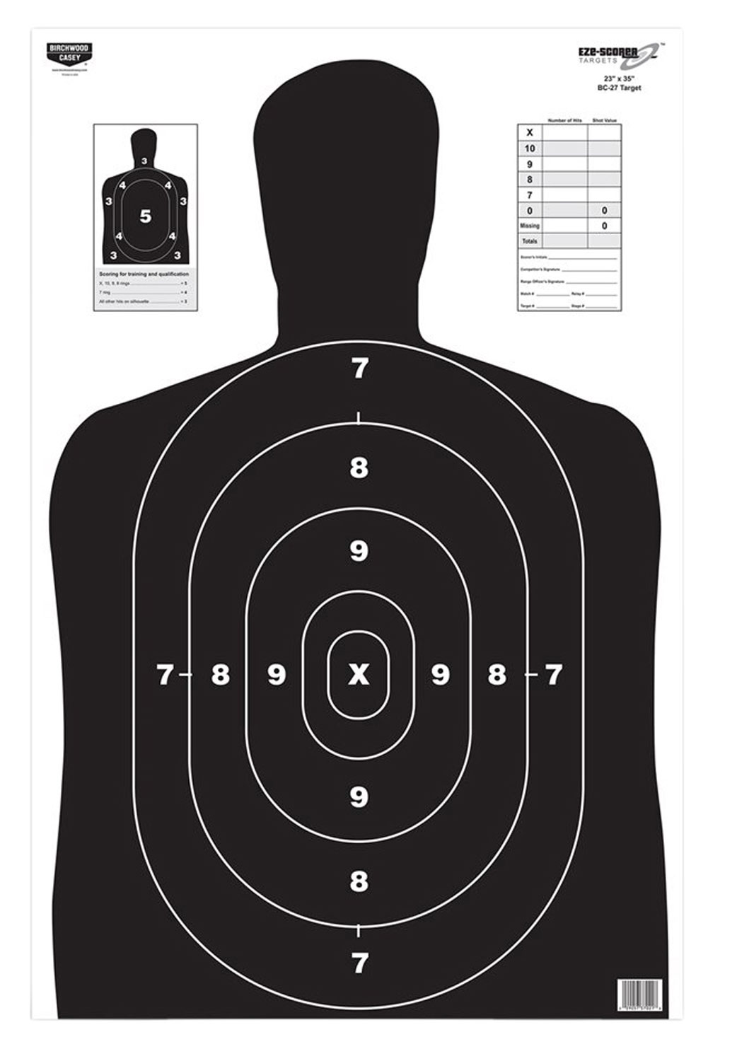 Birchwood Casey 37021 EZE-Scorer BC-27 Silhouette Paper Target 23″ x 35″ 100 Per Pack