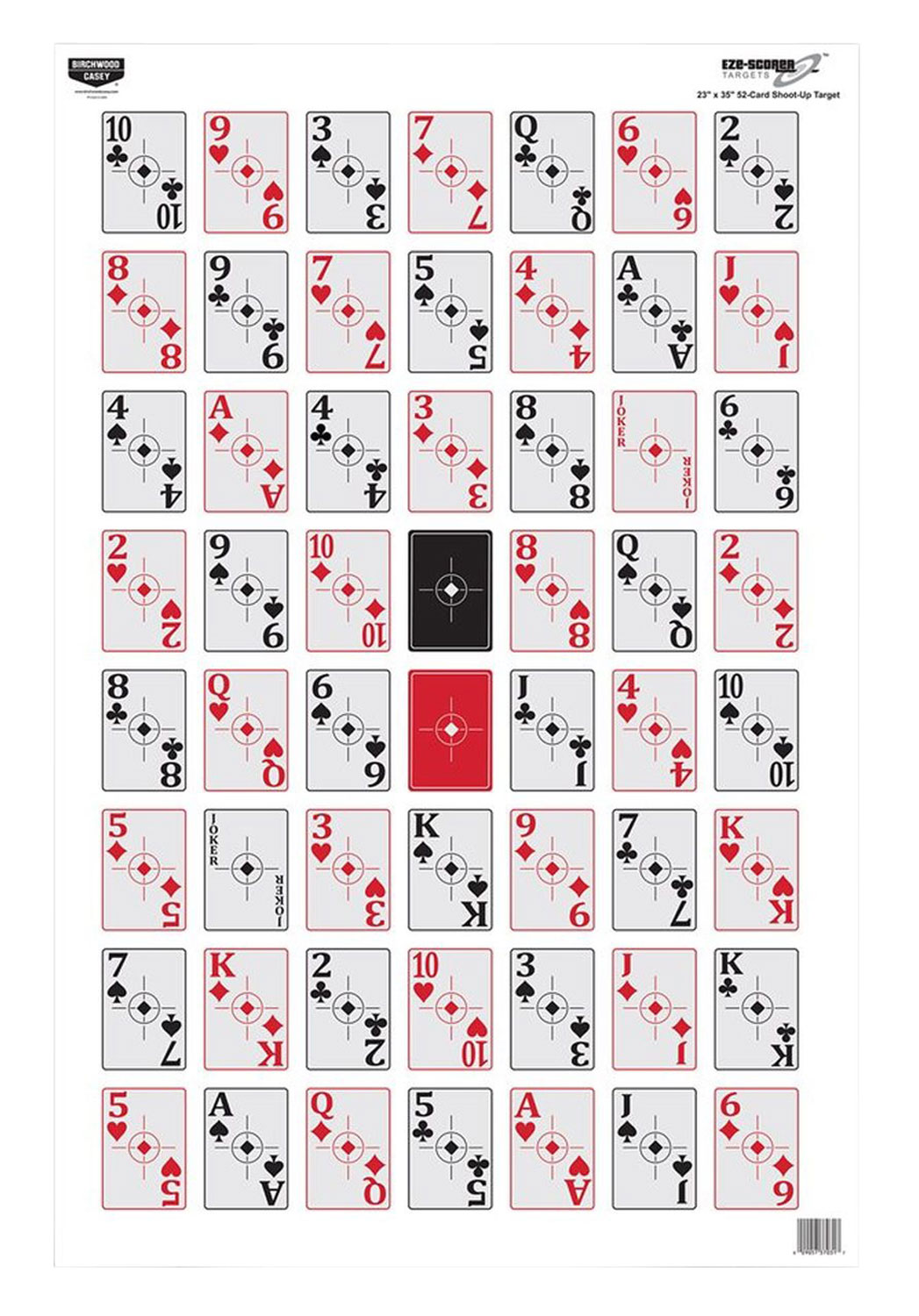 Birchwood Casey 37028 EZE-Scorer  Playing Cards Paper Hanging 23″ x 35″ Black/Red 100 Per Pkg