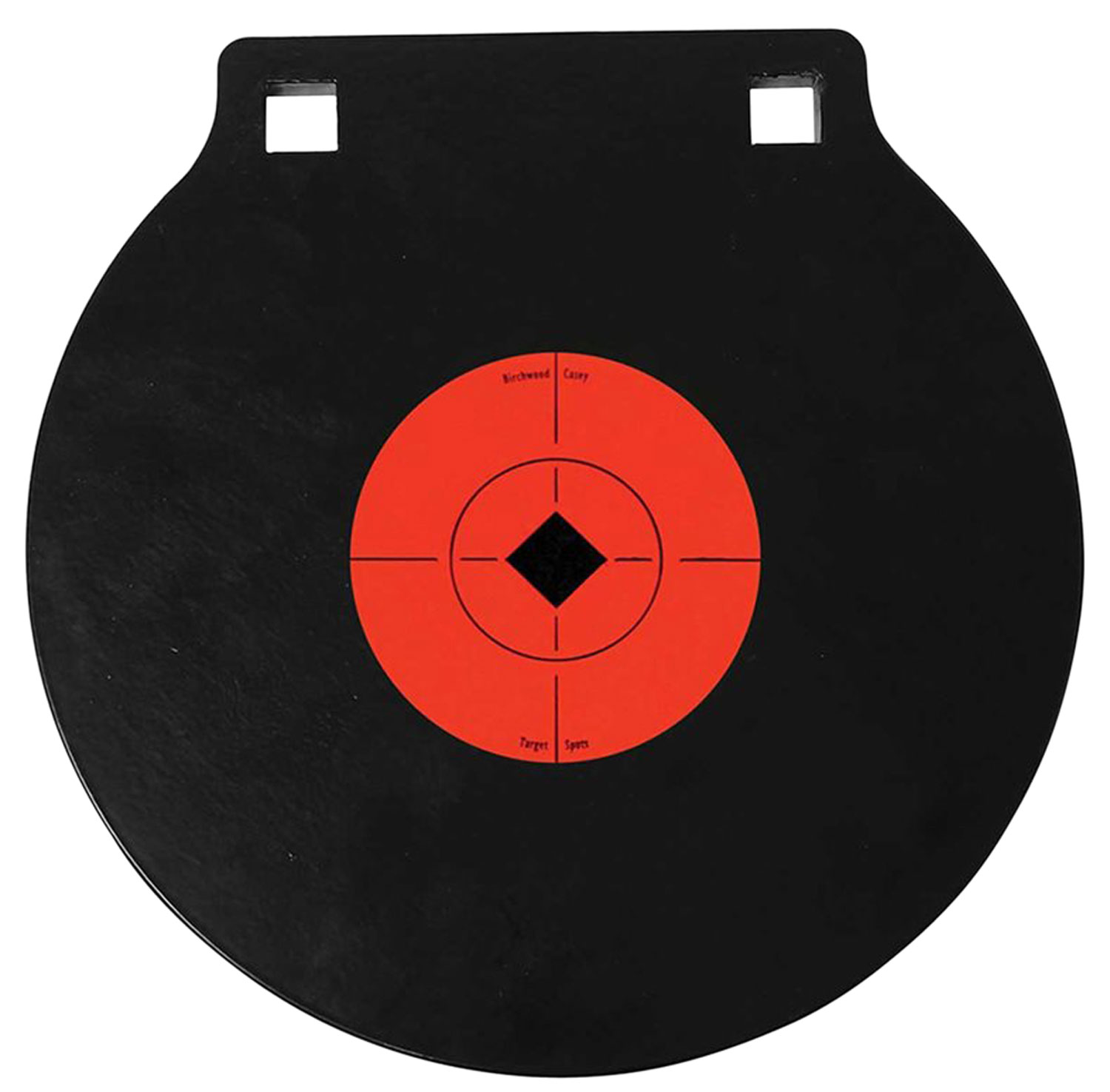 Birchwood Casey 47615 World of Targets Double Hole 10″ Pistol/Rifle Black/Orange AR500 Steel Circle w/Crosshair & Diamond 0.38″ Thick Hanging