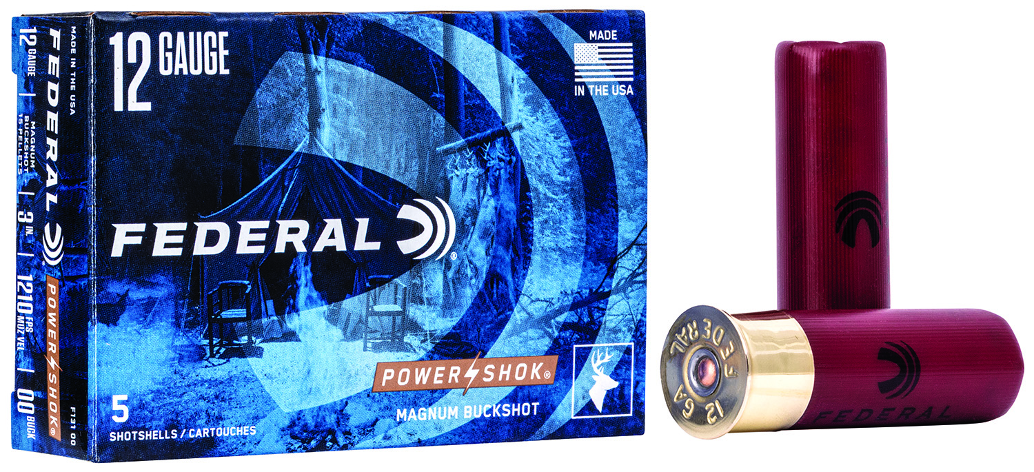 Federal F13100 Power-Shok Magnum 12Gauge 3″ 1 7/8oz 00BuckShot 5 Per Box/50 Case