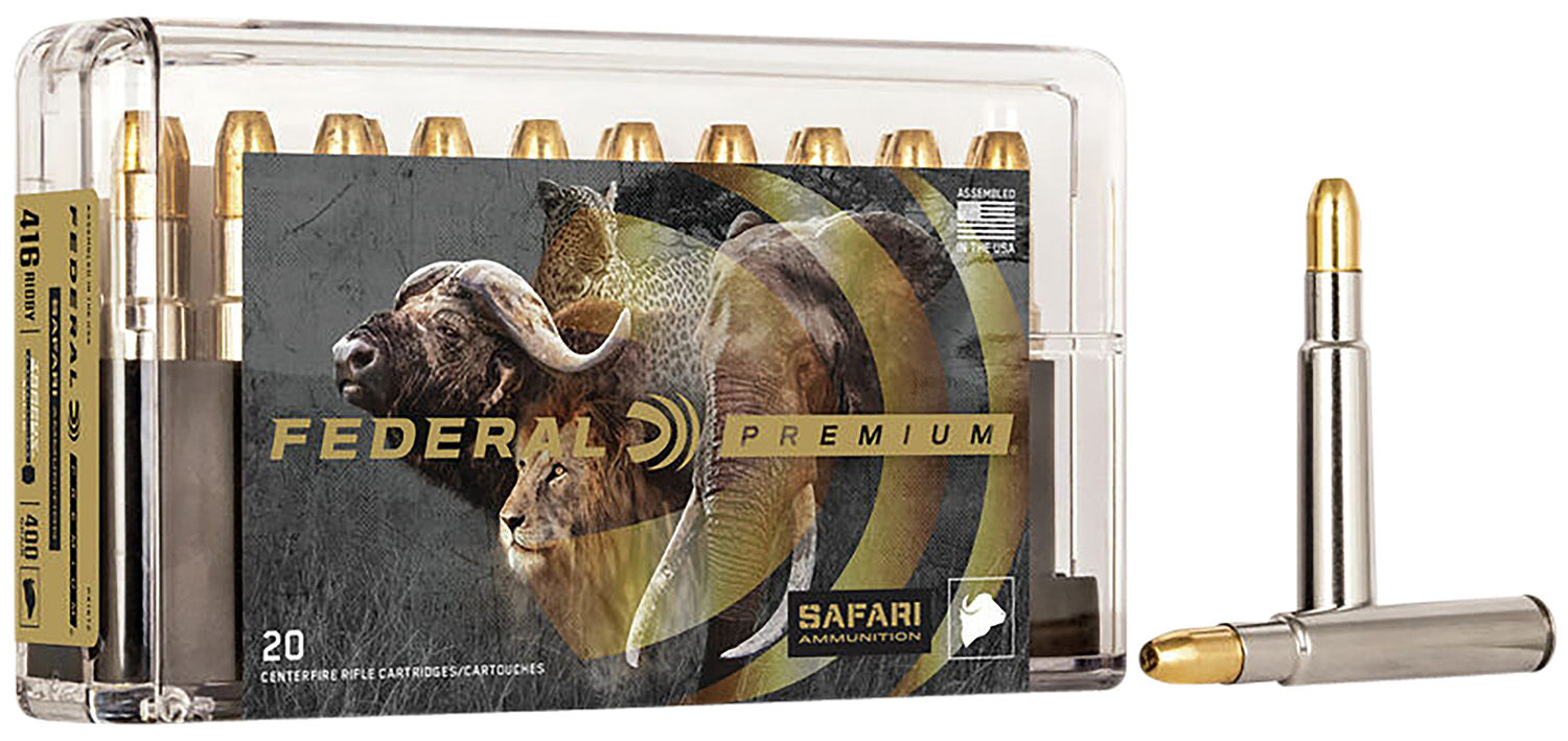 Federal P416T2 Premium Safari Cape-Shok 416Rigby 400gr Trophy Bonded Sledgehammer Solid 20 Per Box/10 Case