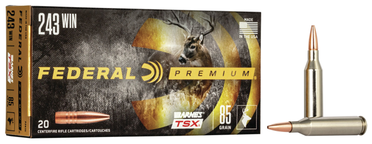 Federal P243K Premium 243Win 85gr Barnes TSX 20 Per Box/10 Case