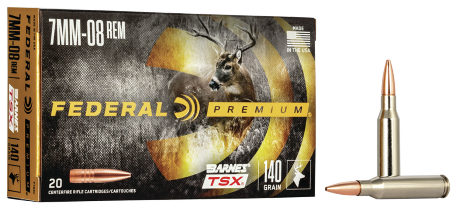 Federal P708C Premium  7mm-08Rem 140gr Barnes TSX 20 Per Box/10 Case