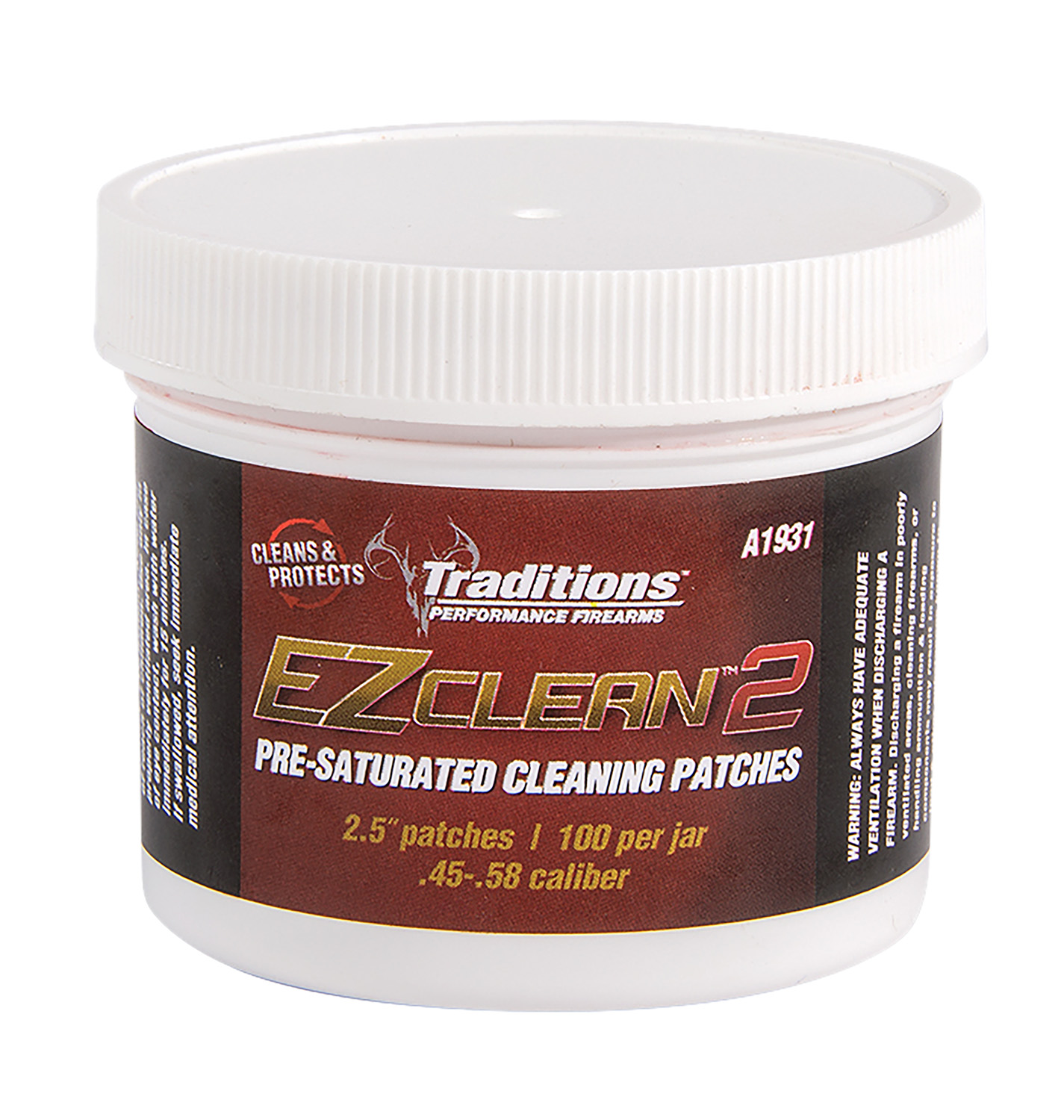 Traditions A1931 EZ Clean 2 Cleaning Patches Multiple .45 .54 Cal 100 Per Jar