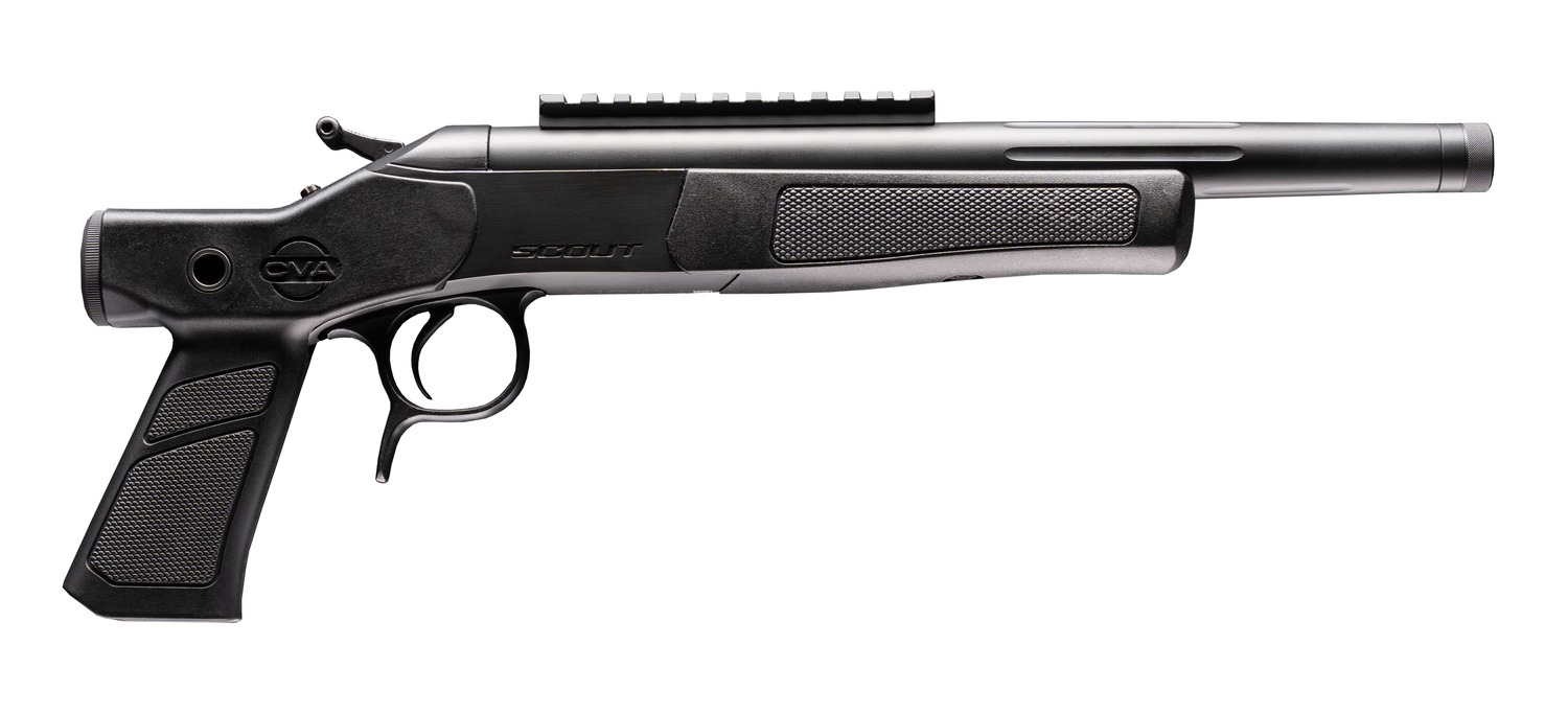 CVA CP802 Scout XP 300 Blackout 1rd 11.50″ Matte Stainless Steel Fluted Threaded Barrel, Picatinny Rail, Graphite Black XP Pistol Grip