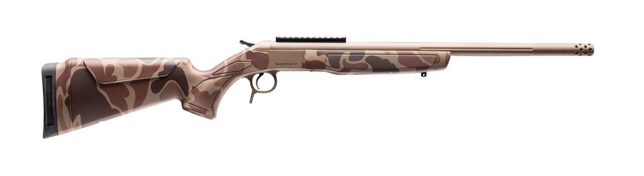 CVA CR4443D Cascade Takedown 450 Bushmaster 1rd 20″ Flat Dark Earth Cerakote Stainless Steel Threaded Barrel & Receiver w/Picatinny Rail, Duck Camo Synthetic Stock