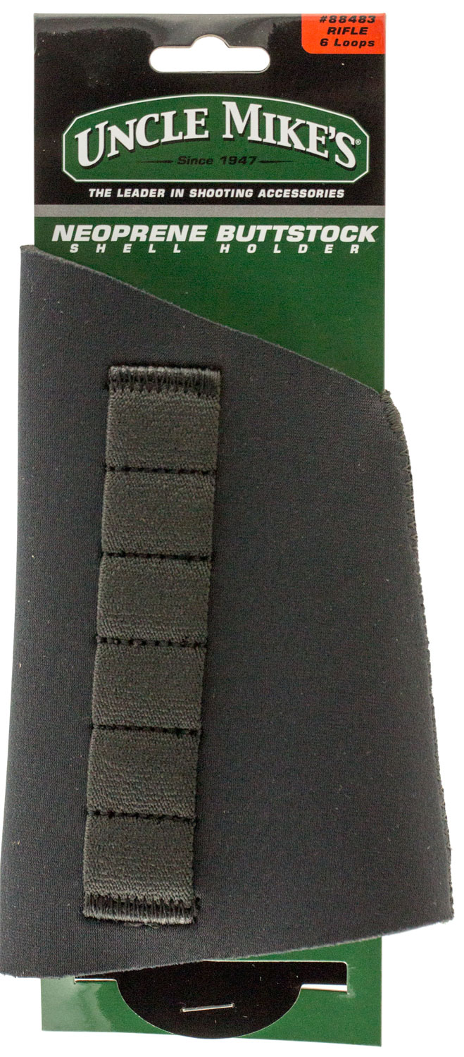 Uncle Mike’s 88483 Buttstock Shell Holder  Black Neoprene 6rd Rifle