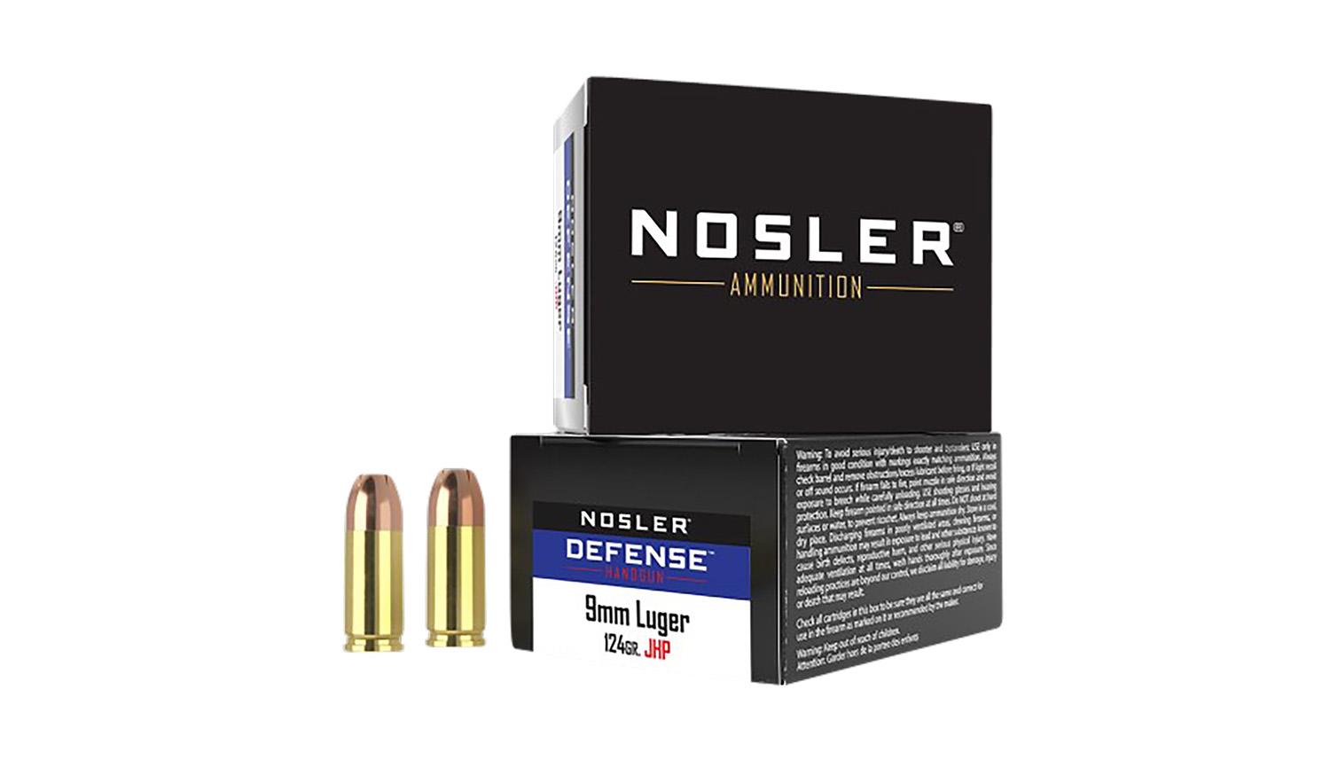 Nosler 38432 Defense Handgun 9mmLuger+P 124gr Bonded Performance Jacketed Hollow Point 20 Per Box/10 Case