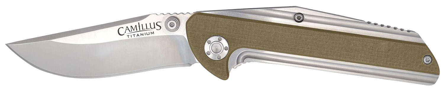 Camillus 19195 Sevens 2.75″ Folding Plain Silver AUS-8 Carbonitride Titanium Blade, Desert Tan/SS G10/SS Handle