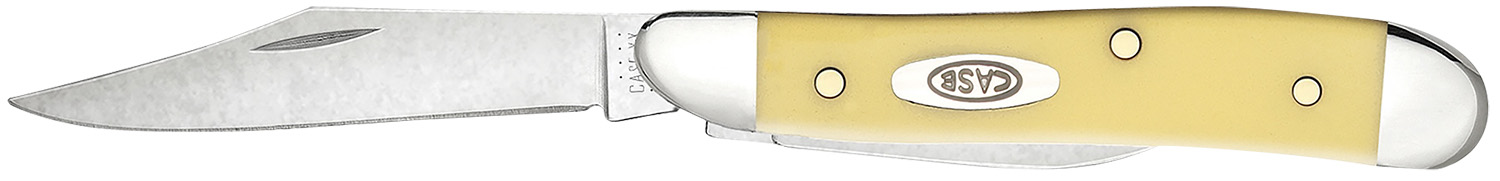 Case 00030 Peanut 2.10″/1.53″ Folding Clip/Pen Plain Tumble Polish Chrome Vanadium Blade/Smooth Yellow Synthetic Handle