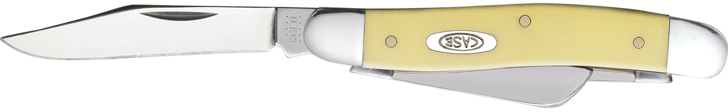 Case 00035 Stockman Medium 2.57″/1.88″/1.71″ Folding Clip/Sheepsfoot/Spey Plain Tumble Polish Chrome Vanadium Steel Blade/Yellow Synthetic Handle