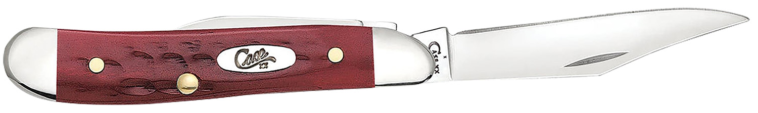 Case 00781 Peanut Medium 2.10″/1.53″ Folding Clip Point/Pen Plain Mirror Polished Tru-Sharp SS Blade Corn Cob Jigged Old Red Bone Handle