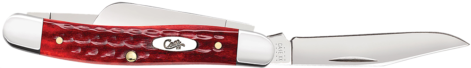 Case 00786 Stockman Medium 2.57″/1.88″/1.71″ Folding Clip/Sheepsfoot/Spey Plain Mirror Polished Tru-Sharp SS Blade/Corn Cob Jigged Old Red Bone Handle