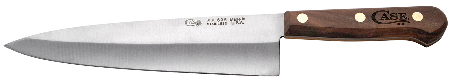 Case 07316 Chef’s  8″ Fixed Plain Mirror Polished Tru-Sharp SS Blade, Walnut Handle