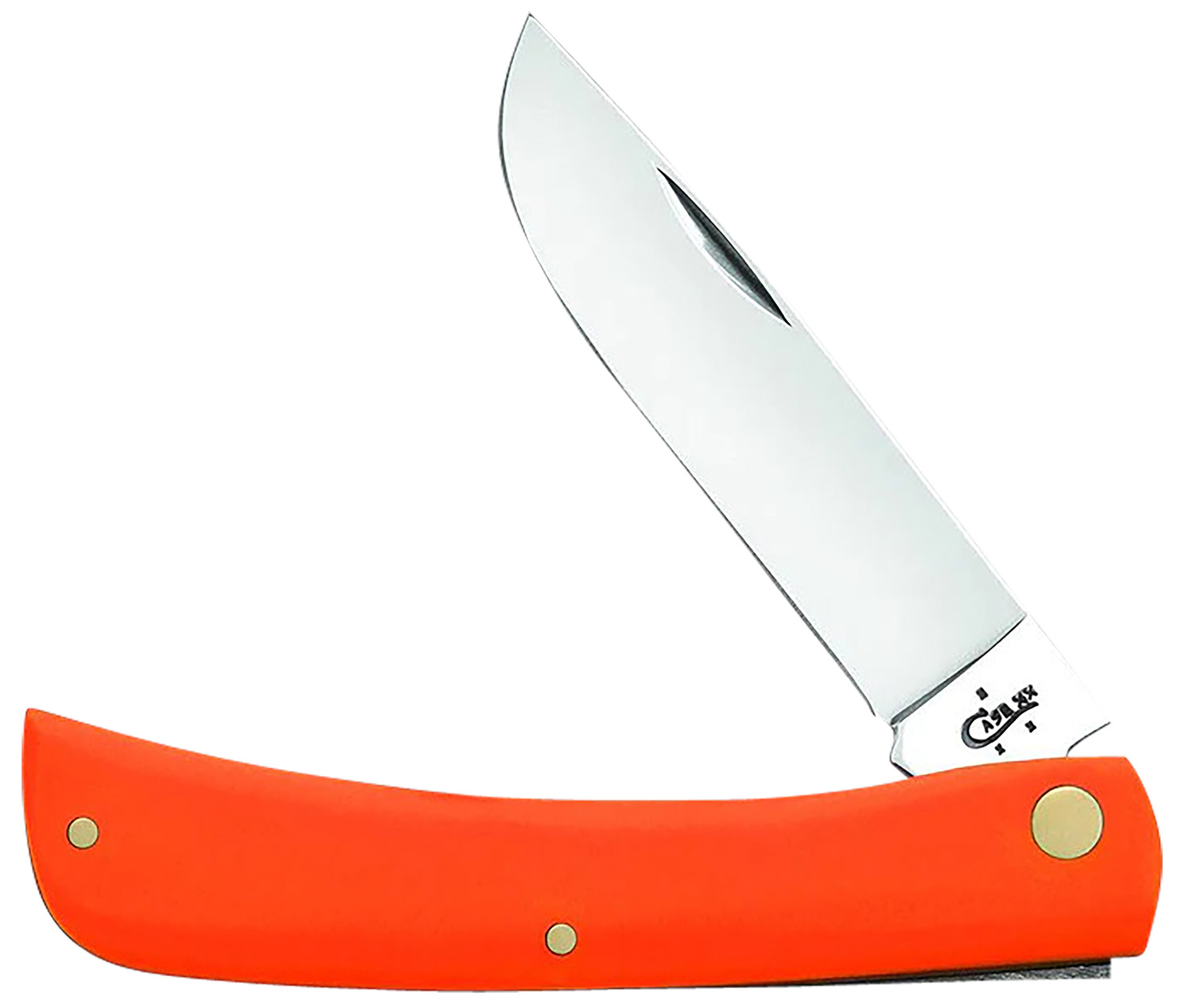 Case 80512 Sod Buster  3.30″ Folding Skinner Plain Mirror Polished Tru-Sharp SS Blade, Smooth Orange Synthetic Handle