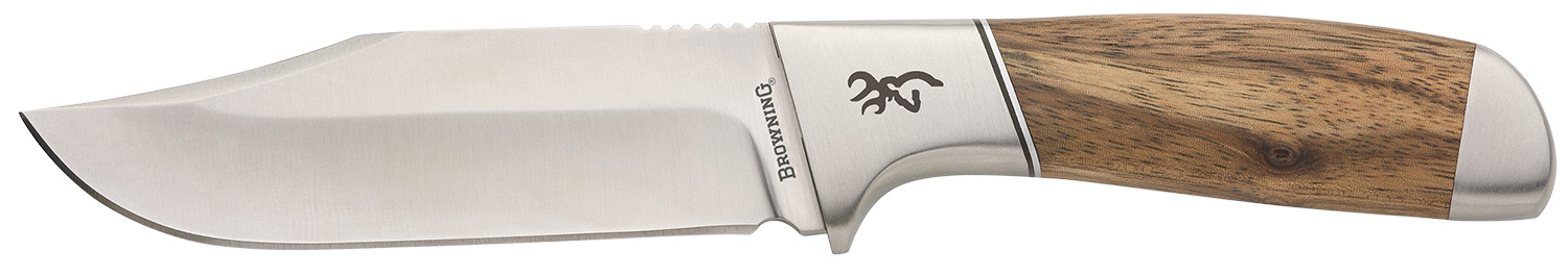 Browning 3220537 Sage Creek Large 4.50″ Fixed Clip Point Plain Satin 9Cr14MoV SS Blade, Brown Zebra Wood Handle