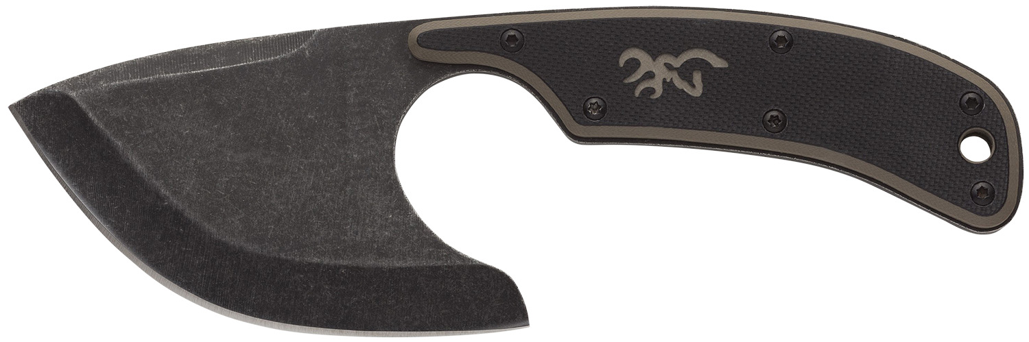 Browning 3220323 Cutoff 2.50″ Fixed Skinner Plain Black Black Oxide Stonewashed 9Cr14MoV SS Blade, Black/Tan G10 Handle