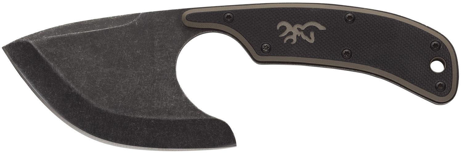 Browning 3220323B Cutoff Boxed 2.50″ Fixed Skinner Plain Black Black Oxide Stonewashed 9Cr14MoV SS Blade, Black/Tan G10 Handle