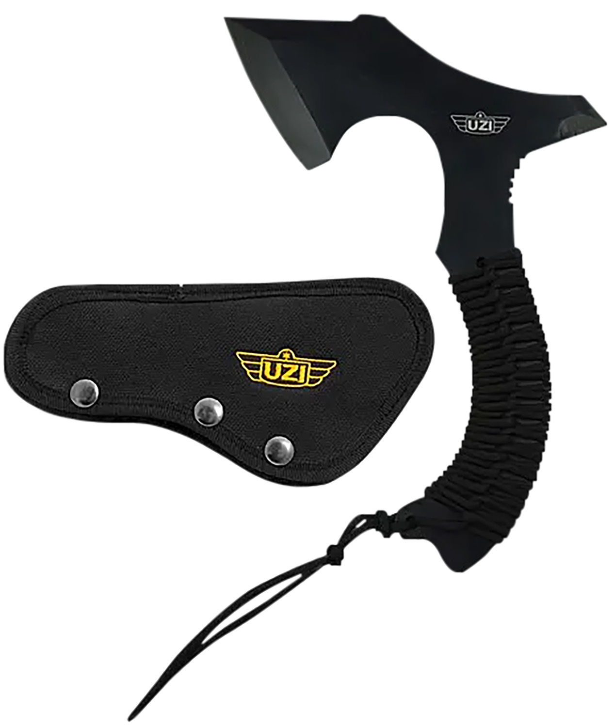 Uzi Accessories UZKAXE5 Throwing Axe 7″ Plain Stainless Steel Blade, Black Paracord Wrapped Stainless Steel Handle 12.20″ OAL