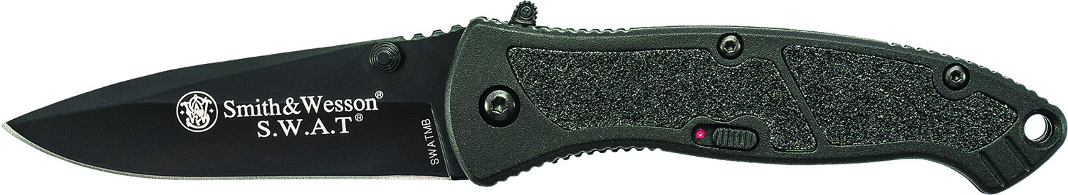 Smith & Wesson Knives SWATMBCP S.W.A.T. 3.20″ Folding Plain Black 4034 SS Blade Black Aluminum Handle Includes Pocket Clip