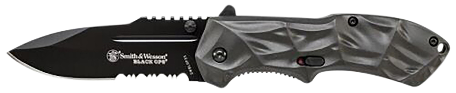 Smith & Wesson Knives SWBLOP3CP Black Ops 3.40″ Folding Tanto Plain 4034 SS Blade Aluminum Handle Includes Pocket Clip
