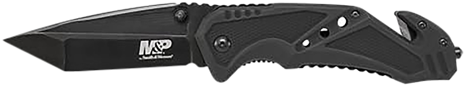 Smith & Wesson Knives SWMP11BCP M&P Rescue 3.80″ Folding Tanto Plain Black Stainless Steel Blade Black G10 Handle Features Glass Breaker/Seat Belt Cutter Includes Pocket Clip