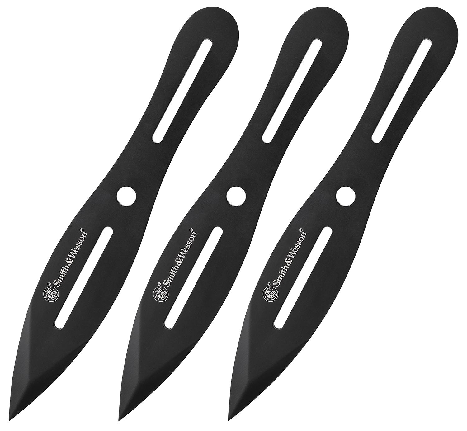 Smith & Wesson Knives SWTK8BCP Bullseye Throwing Knives 4.26″ Fixed Plain Black Oxide 2Cr13MoV SS Blade, Black Stainless Steel Handle, Includes Sheath, 8″ OAL, Set of 3