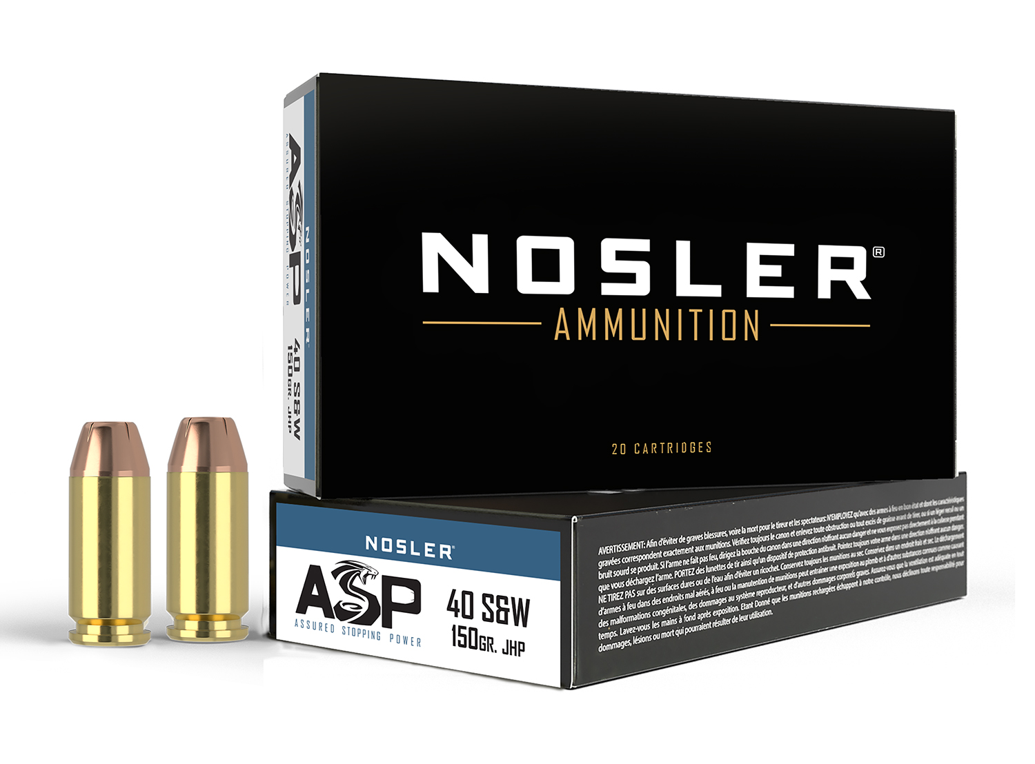 Nosler 51181 Assured Stopping Power Handgun 40S&W 150gr Jacketed Hollow Point 50 Per Box/10 Case