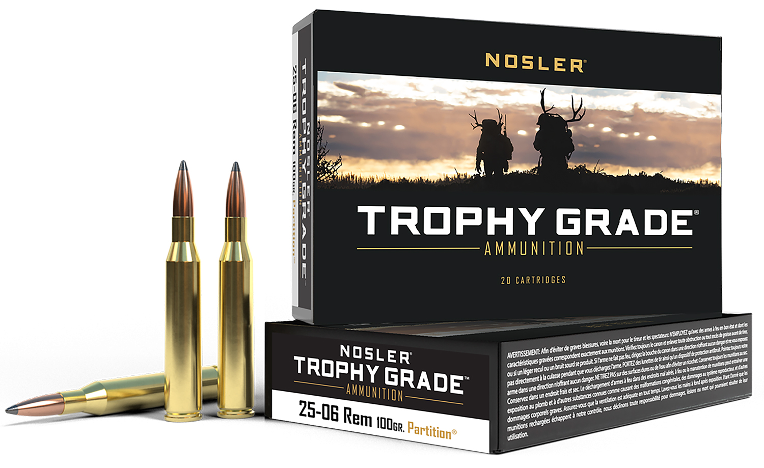 Nosler 60005 Trophy Grade  25-06Rem 100gr Nosler Spitzer Partition 20 Per Box/10 Case