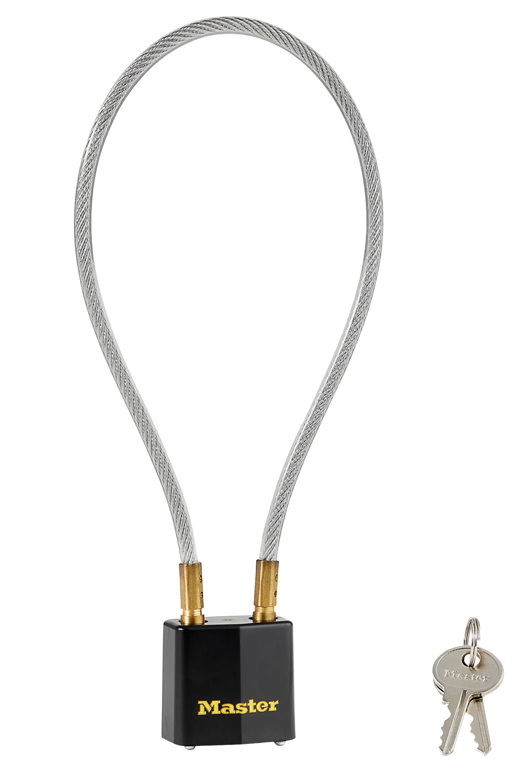 Master Lock 99DSPT Cable Lock Open With Key Black & Gold Steel 14″