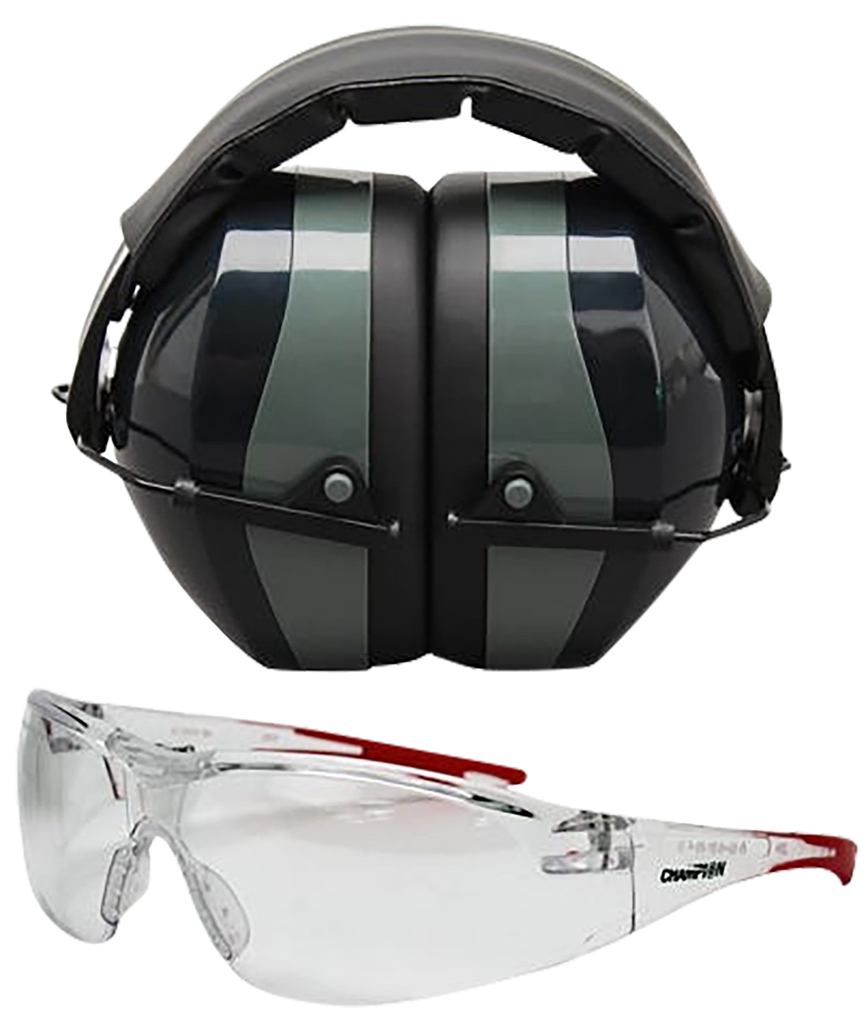 Champion Targets 40622 Eyes & Ears Combo 26 dB Over the Head Passive Muff & Shooting Glasses Black/Gray