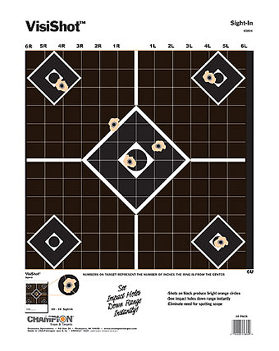 Champion Targets 45804 VisiShot 5-Diamond Paper Hanging Pistol/Rifle 13″ x 18″ Black/White 10 Pack
