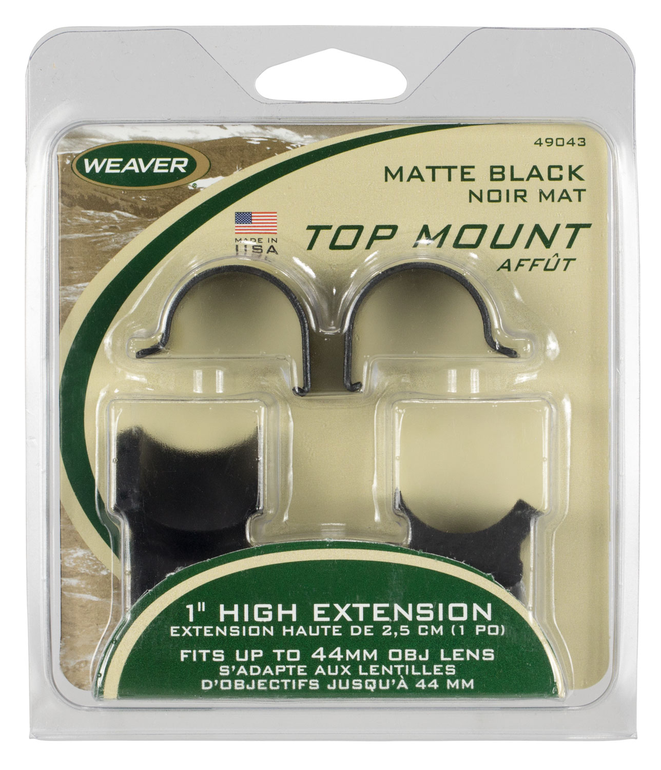 Weaver Mounts 49043 Detachable Extension Top Mount Rings Matte Black 1″ Extra High