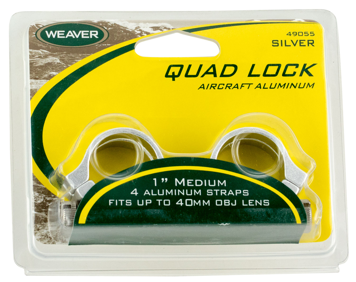 Weaver Mounts 49055 Quad Lock Detachable Rings Silver 1″ Medium