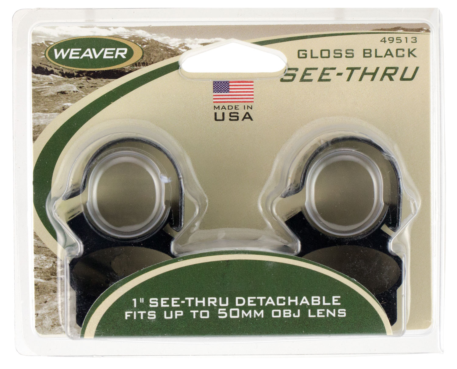 Weaver Mounts 49513 See-Thru Detachable Black Gloss 1″