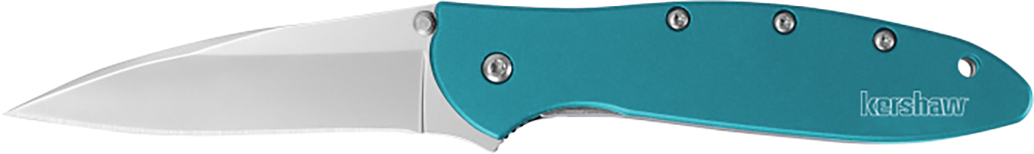Kershaw 1660TEAL Leek 3″ Folding Drop Point Plain Bead Blasted 14C28N Steel Blade Teal Anodized Aluminum Handle Includes Pocket Clip