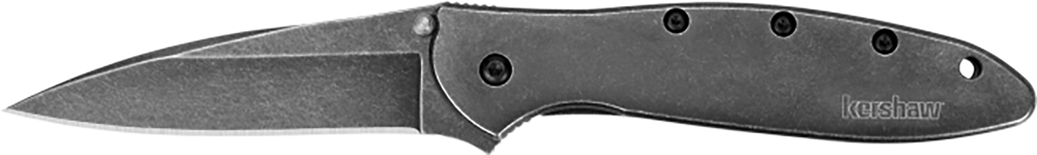 Kershaw 1660BLKW Leek 3″ Folding Drop Point Plain Black DLC 14C28N Steel Blade Blackwash 410 Stainless Steel Handle Includes Pocket Clip