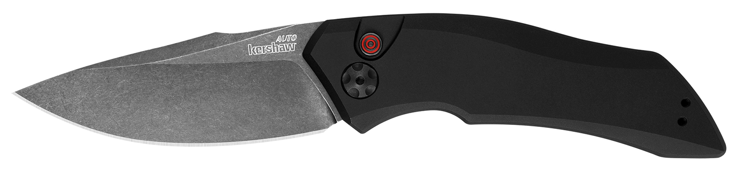Kershaw 7100BW Launch 1 3.40″ Folding Drop Point Plain Black Oxide Blackwash CPM 154 SS, Blade Black Aluminum Handle