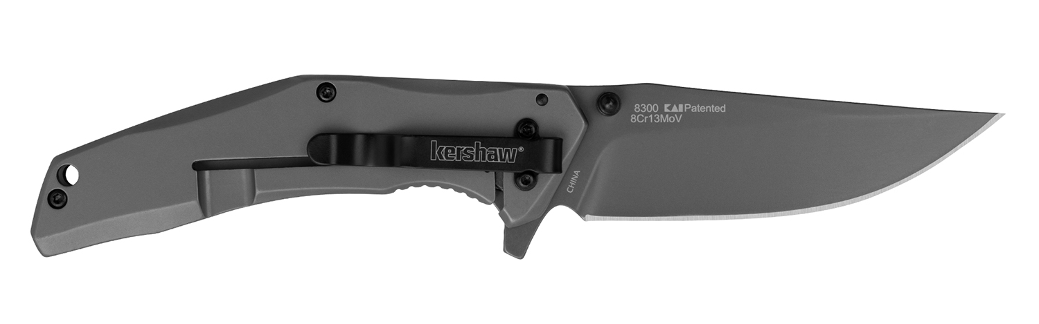 Kershaw 8300 DuoJet 3.25″ Folding Clip Point Plain Gray TiCN 8Cr13MoV SS Blade Gray TiCN Stainless Steel Handle Includes Pocket Clip