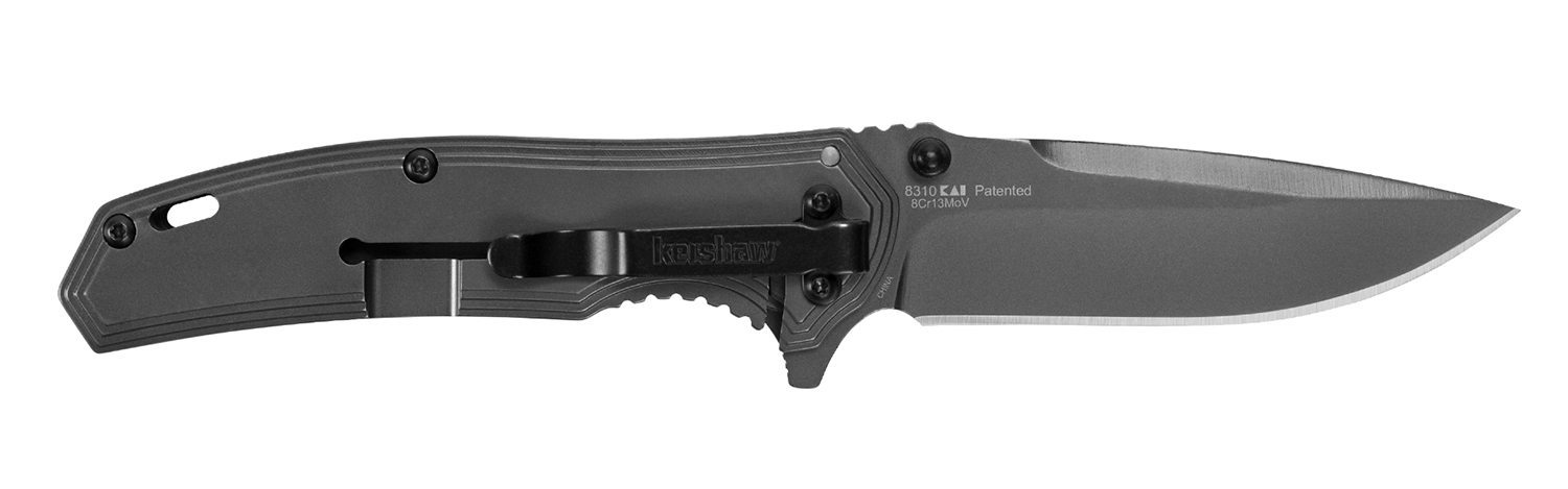 Kershaw 8310 Fringe 3″ Folding Drop Point Plain Gray TiN 8Cr13MoV SS Blade Black/Gray Carbon Fiber/SS Handle Includes Pocket Clip