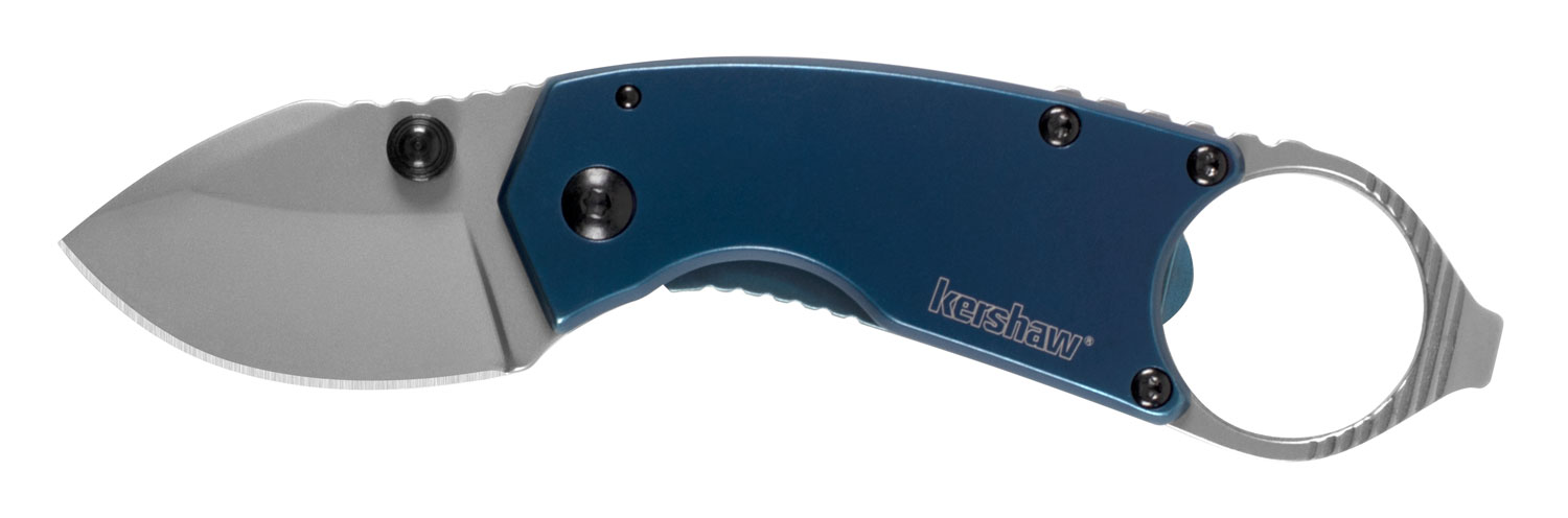 Kershaw 8710 Antic 1.70″ Folding Drop Point Plain Bead Blasted 8Cr13MoV SS Blade Blue PVD Stainless Steel Handle Includes Pocket Clip