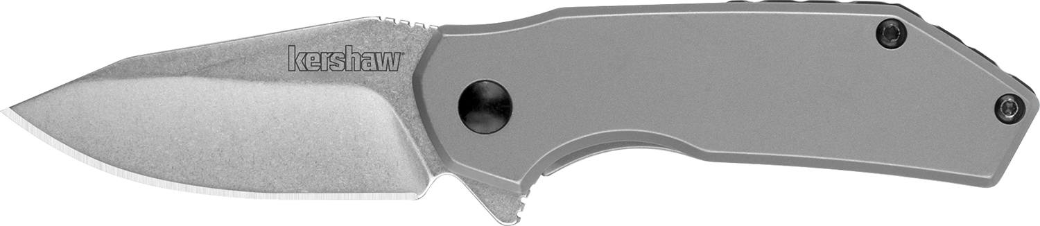 Kershaw 1375 Valve EDC 2.25″ Folding Drop Point Plain Stonewashed 4Cr14 Blade, Bead Blasted Stainless Steel Handle