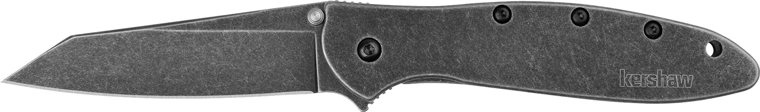 Kershaw 1660RBW Leek Random EDC 3″ Folding Reverse Tanto Plain Black Oxide Blackwash 14C28N Steel Blade, Blackwash Stainless Steel Handle