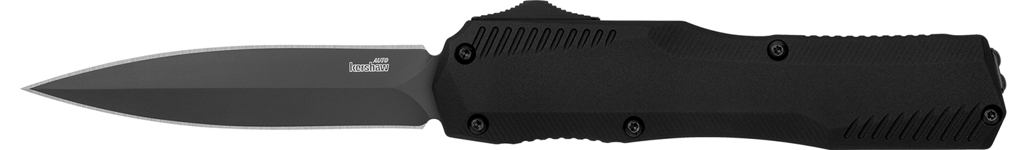 Kershaw 9000DE Livewire Automatic 3.45″ OTF Spear Point Plain Black PVD CPM MagnaCut Steel Blade, Black Anodized Aluminum Handle