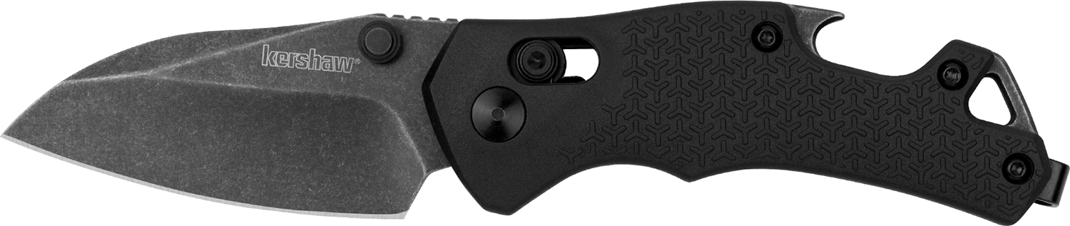Kershaw 8337 Craze EDC 2.35″ Folding Reverse Tanto Plain Blackwash 8Cr13MoV SS Blade, Black Textured GFN Handle