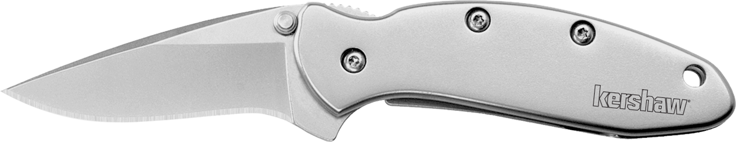 Kershaw 1600 Chive EDC 1.90″ Folding Drop Point Plain Bead Blasted 420HC SS Blade, Bead Blasted Stainless Steel Handle