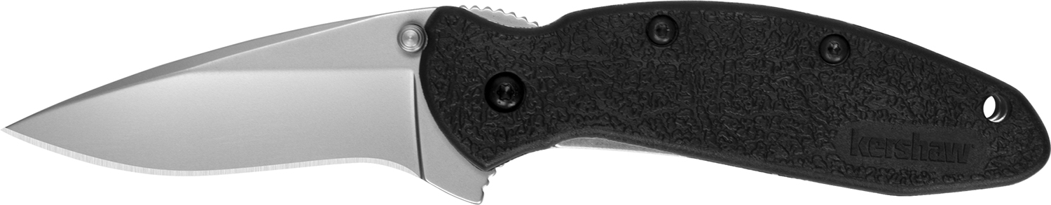 Kershaw 1620 Scallion 2.40″ Folding Flipper Plain Bead Blasted 420HC SS Blade Black Glass-Filled Nylon Handle Includes Pocket Clip