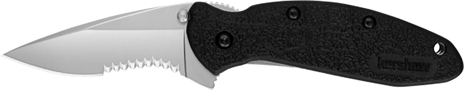Kershaw 1620ST Scallion 2.40″ Folding Drop Point Part Serrated Bead Blasted 420HC SS Blade Black Glass-Filled Nylon Handle Includes Pocket Clip