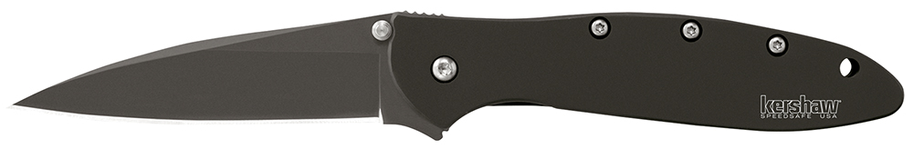 Kershaw 1660CKT Leek 3″ Folding Modified Drop Point Plain Black DLC 14C28N Steel Blade Black DLC 410 Stainless Steel Handle Includes Pocket Clip