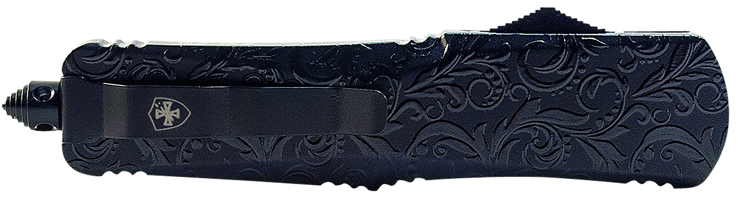 Templar Knife MMDG131 Gen II Maiden Gloss Slim 3.43″ OTF Dagger Plain Black Oxide Stonewashed 440C SS Blade, 5.05″ Black Gloss Aluminum Handle, Glass Breaker